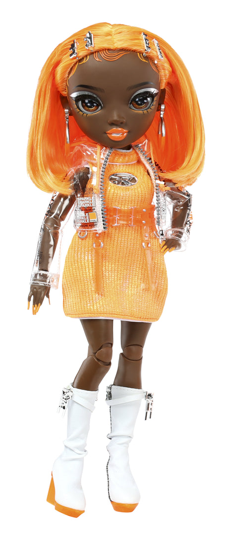Rainbow High S23 Fashion Doll - Poupée 27 cm Michelle St Charles (Orange Fluo) - 1 tenue, 1 paire de chaussures et des accessoires