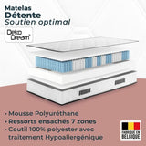 Matelas 140 x 200 cm - Hauteur 24 cm - 580 ressorts ensachés - 7 zones - Equilibré - réversible - fabriqué en Belgique - DEKO DREAM