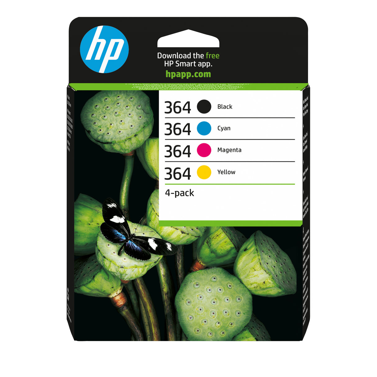 HP 364 Pack de 4 cartouches d'encre noire, cyan, jaune et magenta authentiques (N9J73AE) pour DeskJet 3070A, Photosmart 5525/6525