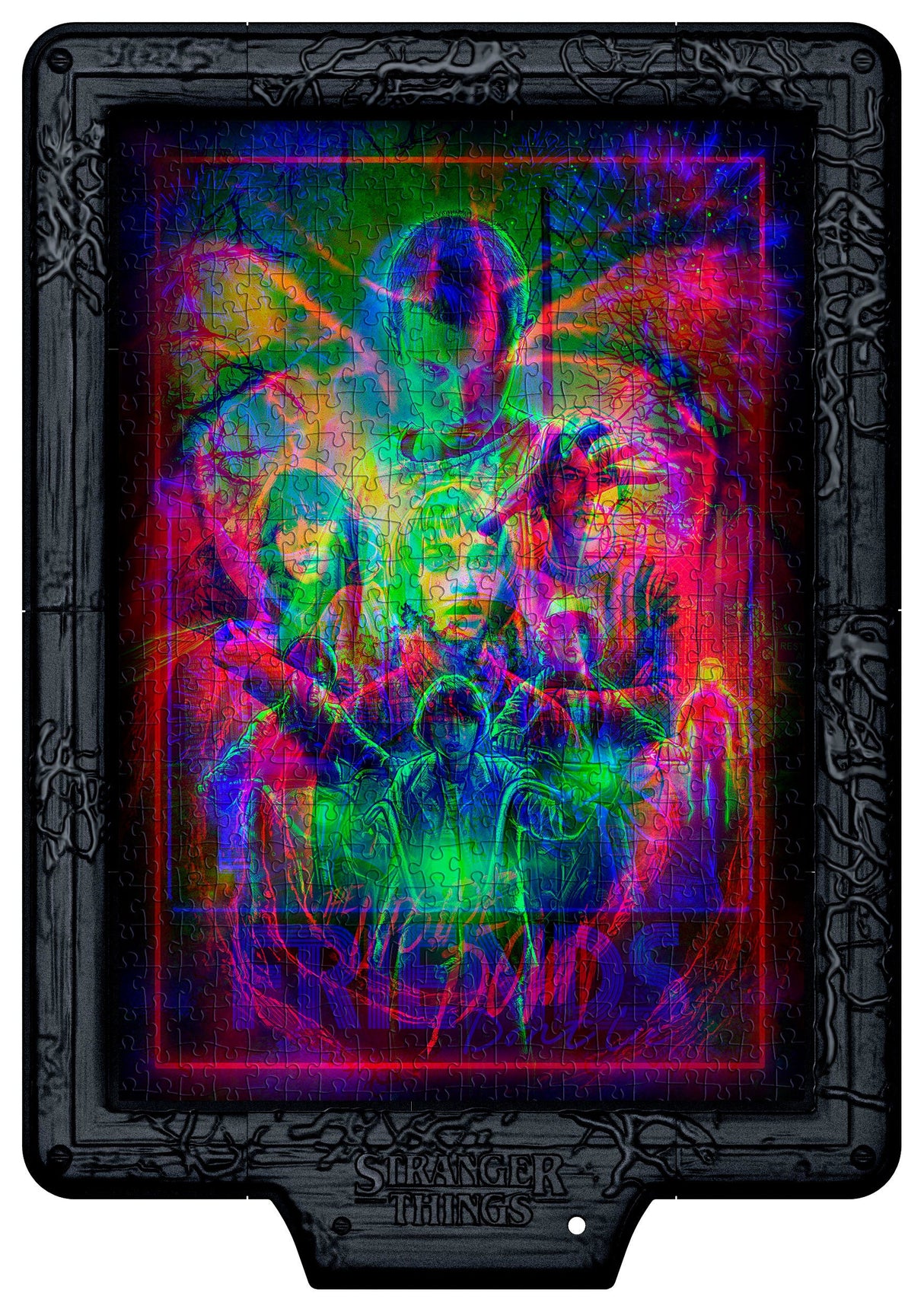 Puzzle Cadre Lumineux Le Monde a l'Envers - CLEMENTONI - Stranger Things - 520 pieces - Effets Visuels LED - 14 Ans -Série Netflix