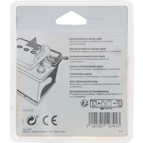 Lot de 2 cosses de batterie - XL TECH - a serrage rapide (+) (-)