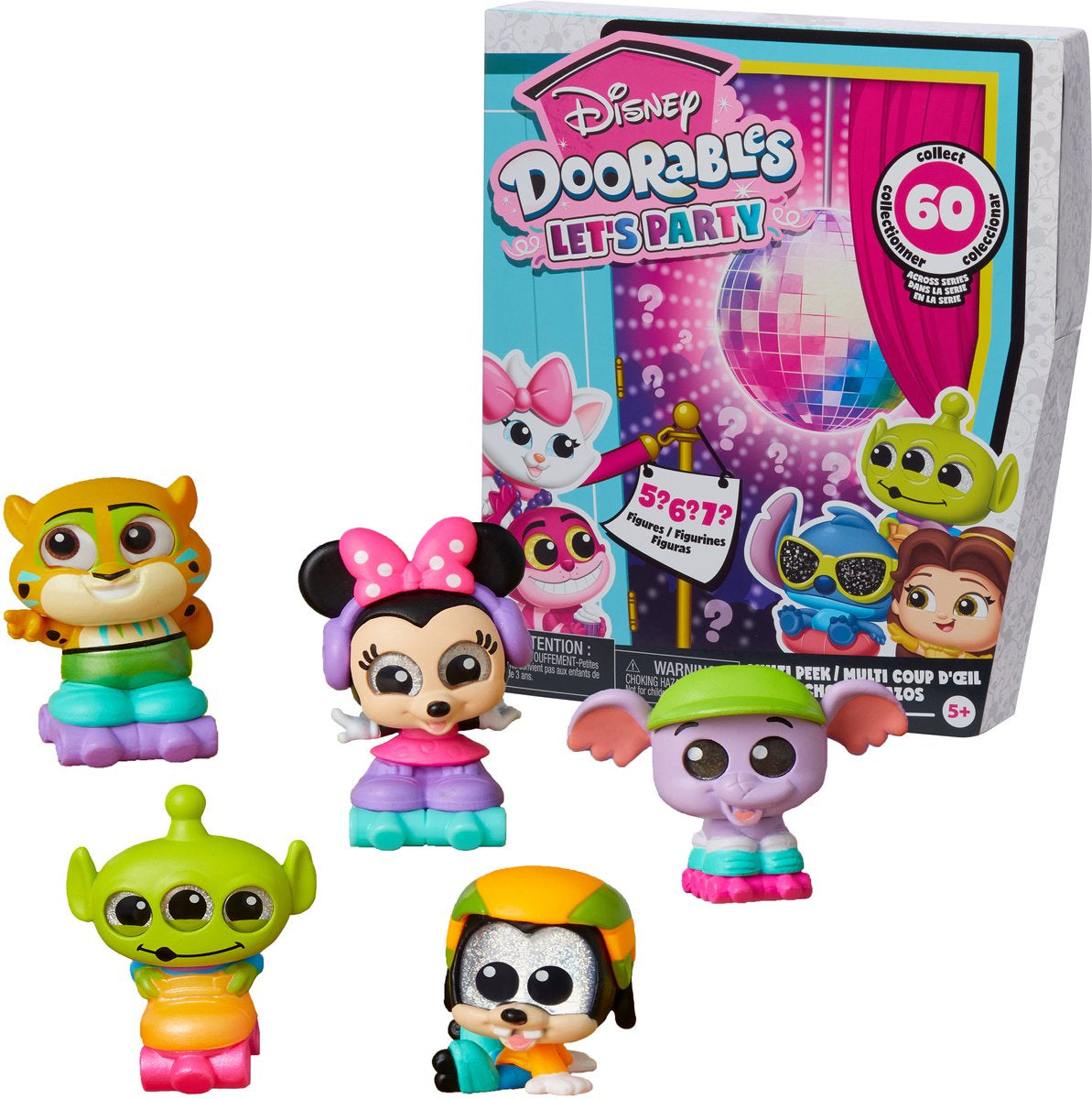 Doorables Coffret 4 mini-figurines DISNEY, Let's Party Multi Peek, Modele aléatoire a collectionner, Des 5 ans