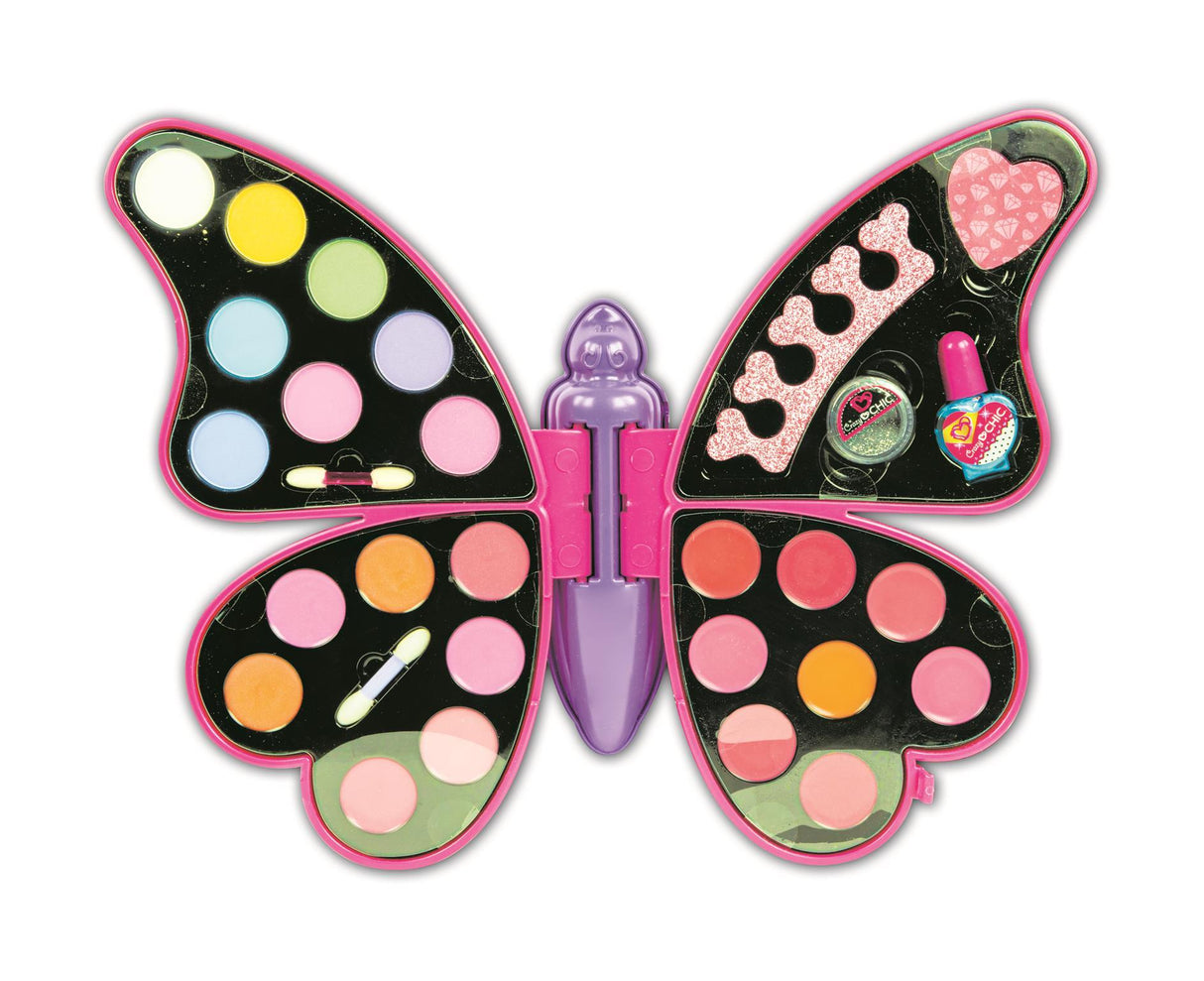 Palette de maquillage papillon - Clementoni - Fards a paupieres, rouges a levres, vernis a ongles