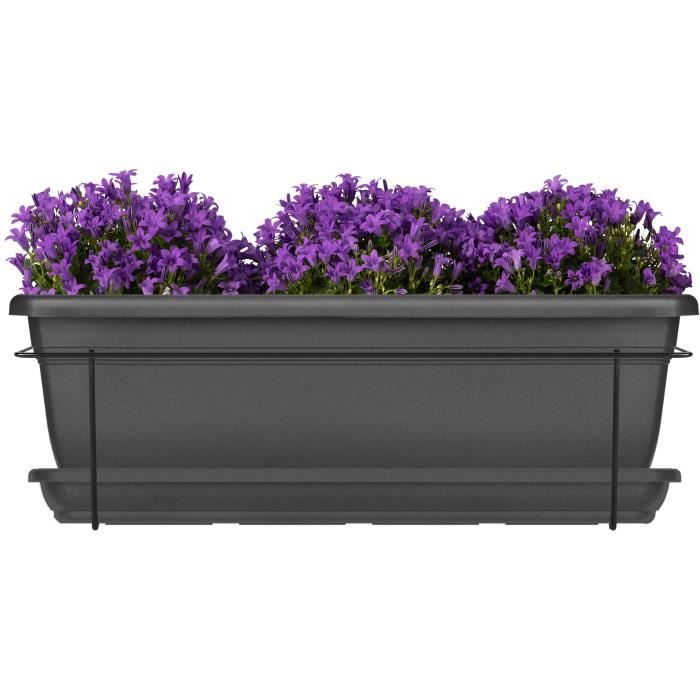 Planter kit with metal stand and tray - GARDEN ID Relax - Anth. 50 cm - Recycled and 100% recyclable - Volume for plants