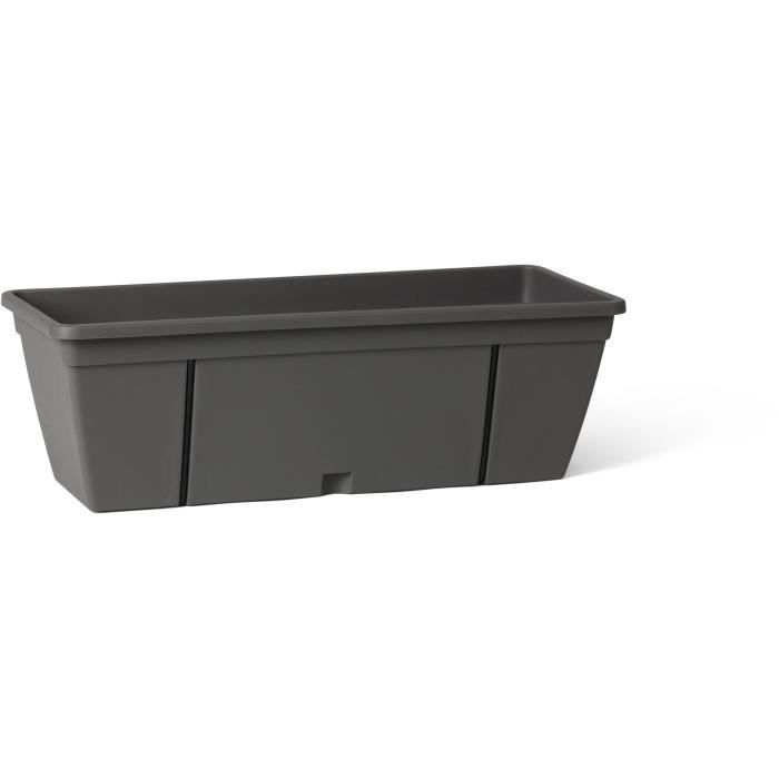 Garden planter kit with metal hook, water reserve and drain spacer - GARDEN ID Smart - Anthracite 50 cm