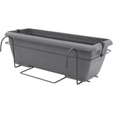 Kit jardiniere avec support en métal et plateau intégré - GARDEN ID Teramo - Noir-anth 50 cm - Effet de pierre - Recyclé/recyclable