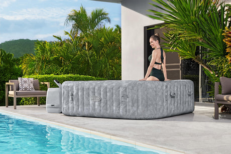 Spa gonflable BESTWAY - Lay-Z-Spa San Fransisco - Hydrojets - 230 x 230 x 71 cm - 5 a 7 places - Carré (couverture, 5 appuie-tete)