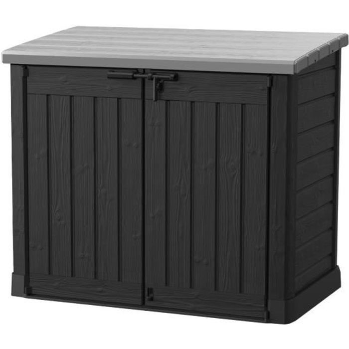 KETER - Coffre de rangement extÈrieur en rÈsine 1200 litres Noir et gris - Range Poubelles ou vÈlo