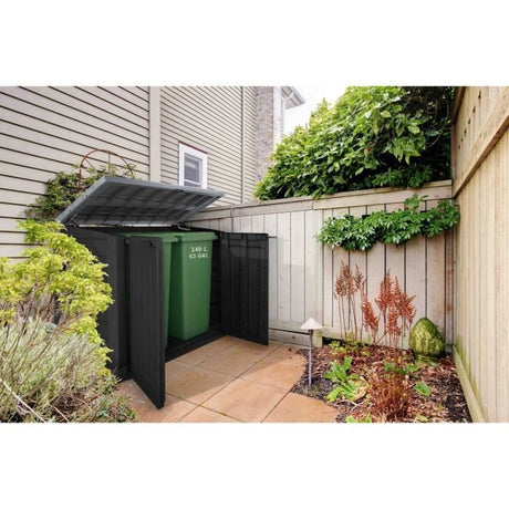 Coffre de rangement extérieur KETER en résine 1200 litres Noir et gris - Range Poubelles ou vélo