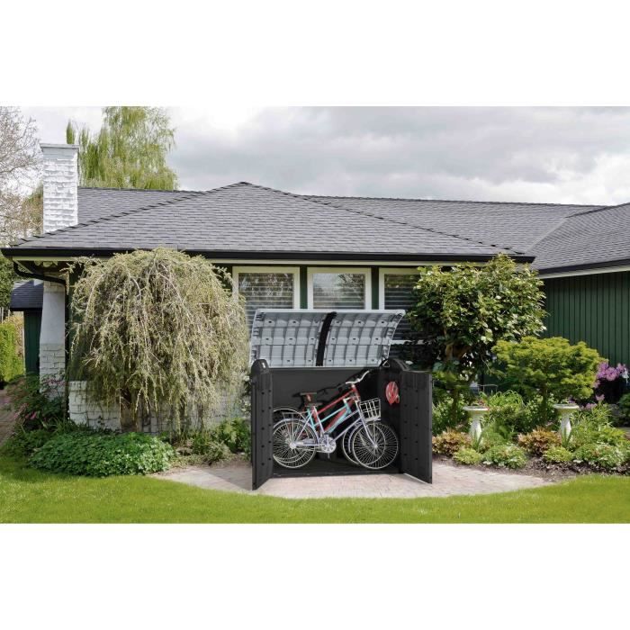 Coffre de rangement extérieur KETER en résine 2000 litres Noir et gris - Abri de stockage de jardin