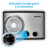 Sorbetiere Yaourtiere - MEDION MD18387 – 150W – de -18 a -35°C – 1,5L de glace – Écran LCD – Noir/Alu