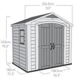 Abri de jardin KETER Factor 4.45, Abri résistant aux intempéries, Marron - 182 x 256.6 x 243 cm