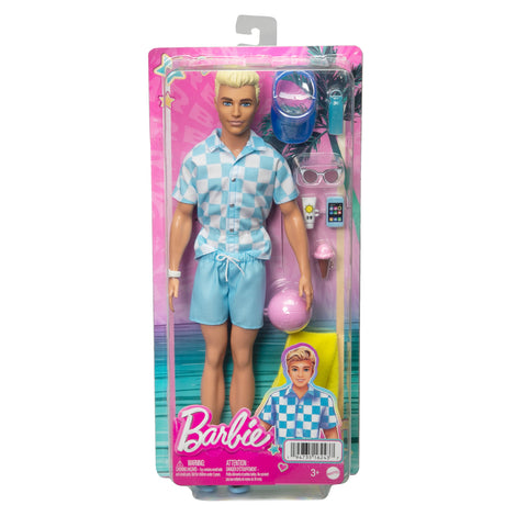 Barbie-Ken Plage-Poupée blonde short de bain et accessoires de plage HPL74