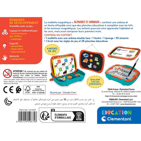 Mallette Lettres & Animaux magnétiques - Clementoni - Des 3 ans - Multicolore - Intérieur