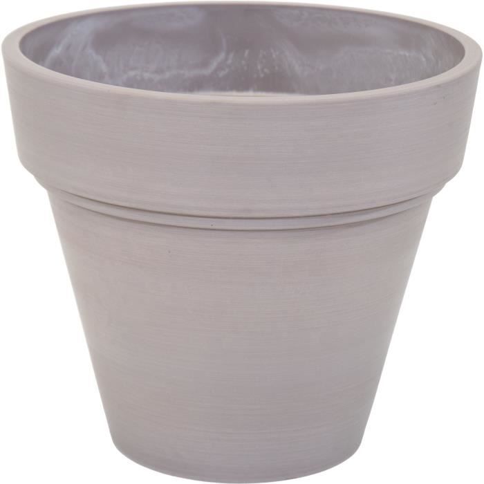 Pot de fleur - MEGA COLLECTIONS - Ecostone Planter - ÿ 35 cm - H 30 cm - Taupe