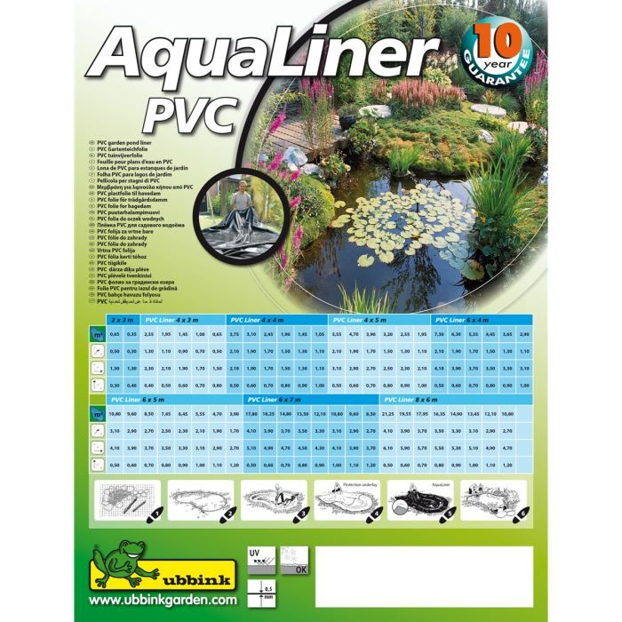 Ubbink B‚che pour bassin de jardin / Ètang en PVC 6 * 7 metres Noir 401398