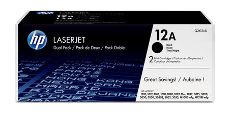 Cartouche de toner HP 12A (Q2612AD) noir pour HP LaserJet - Pack de 2