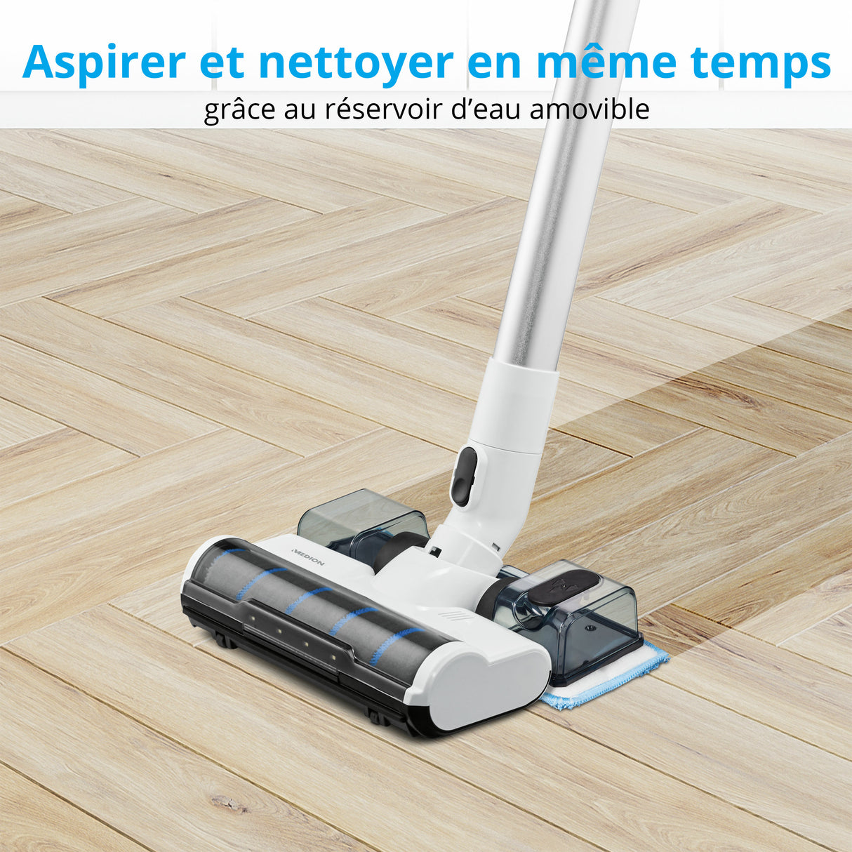 MEDION P350 - Aspirateur Balai sans Fil - Puissance 24 kPa / 350W - Capteur de poussiere - HEPA H13 - Ecran Tactile LED