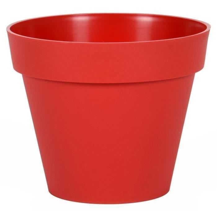 EDA Pot de fleur rond Toscane - Ø 30 x H 26 cm - 10 L - Rouge rubis