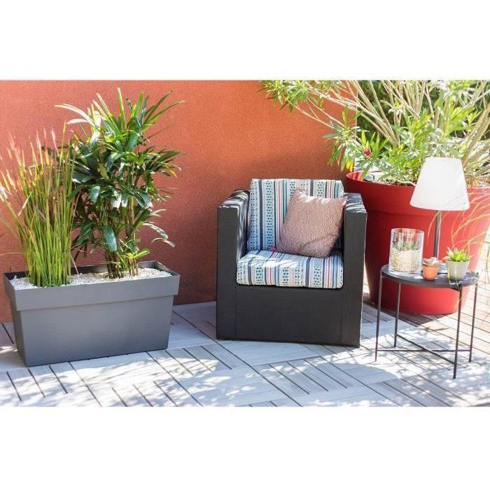 Jardiniere Muret a réserve d'eau avec roulettes - EDA - Toscane - 74 L - 79 x 35 x H.39 cm - Gris Anthracite