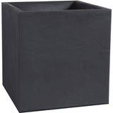Pot de fleurs Carré 40 cm - EDA - Volcania - 31 L - Intérieur/Extérieur - Décor Pierre - 39,5 x 39,5 x H 43,5 cm - Gris Anthracite