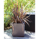 Pot de fleurs Carré 40 cm - EDA - Volcania - 31 L - Intérieur/Extérieur - Décor Pierre - 39,5 x 39,5 x H 43,5 cm - Gris Anthracite