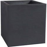 Pot de fleurs Carré 40 cm - EDA - Volcania - 31 L - Intérieur/Extérieur - Décor Pierre - 39,5 x 39,5 x H. 43,5 cm - Gris Anthracite