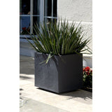 Pot de fleurs Carré 40 cm - EDA - Volcania - 31 L - Intérieur/Extérieur - Décor Pierre - 39,5 x 39,5 x H. 43,5 cm - Gris Anthracite