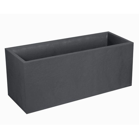 Jardiniere - EDA - Volcania - 98 L - Intérieur / Extérieur - Décor Pierre - 99,5 x 39 x H. 43 cm - Gris Anthracite