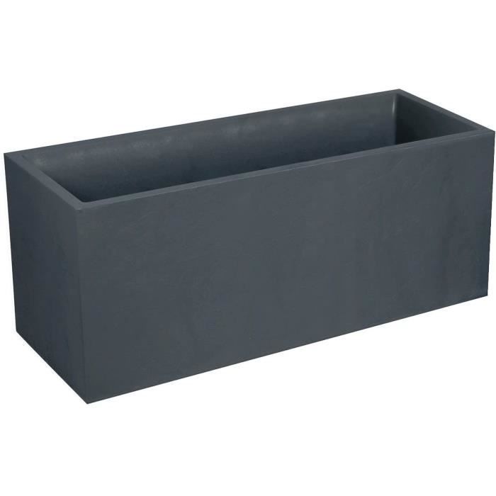 Jardiniere Volcania - EDA - 98 L - Intérieur / Extérieur - Décor Pierre - 99,5 x 39 x H. 43 cm - Gris Anthracite