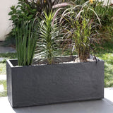 Jardiniere Volcania - EDA - 98 L - Intérieur / Extérieur - Décor Pierre - 99,5 x 39 x H. 43 cm - Gris Anthracite