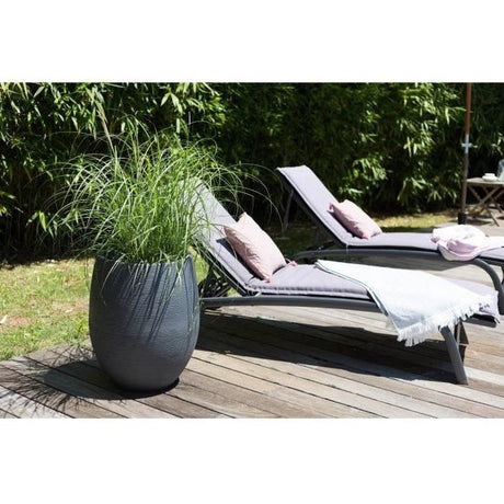 Pot de fleurs Rond Egg Ř 50cm - EDA - Graphit - 53 L - Ř 50 x H. 53 cm - Gris Anthracite