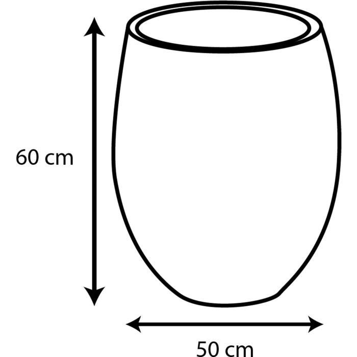 Pot de fleurs Rond Egg Ø 50cm - EDA - Graphit - 53 L - Ø 50 x H. 53 cm - Gris Anthracite