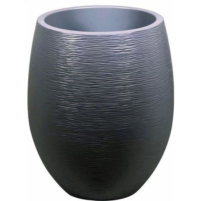 Pot de fleurs Rond Egg Ř 50cm - EDA - Graphit - 53 L - Ř 50 x H. 53 cm - Gris Anthracite