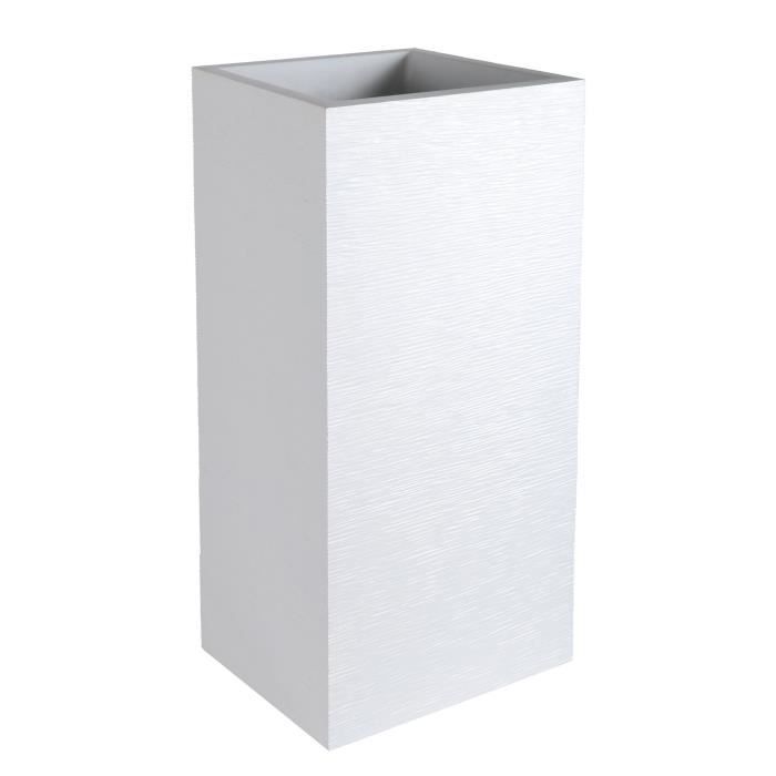 EDA Pot de fleurs haut carrÈ Graphit - 39,5 x 39,5 x H 80 cm - 31 L - Blanc cÈrusÈ