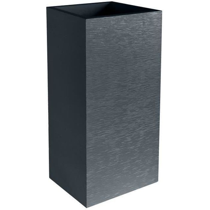 Pot de fleurs Carré Haut 40 cm - EDA - Graphit - 31 L - 39,5 x 39,5 x H. 80 cm - Gris Anthracite