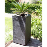 Bac a fleurs Carré Haut 40 cm - EDA - Volcania - 31 L - Intérieur/Extérieur - 39,5 x 39,5 x H 80 cm - Gris Anthracite