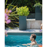 Bac a fleurs Carré Haut 40 cm - EDA - Volcania - 31 L - Intérieur/Extérieur - 39,5 x 39,5 x H 80 cm - Gris Anthracite