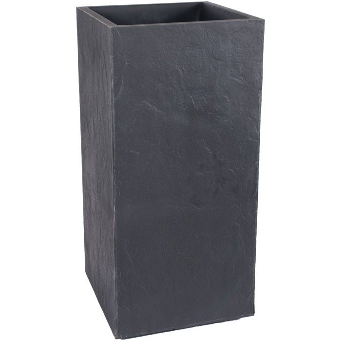 Bac a fleurs Carré Haut 40 cm - EDA - Volcania - 31 L - Intérieur/Extérieur - 39,5 x 39,5 x H 80 cm - Gris Anthracite