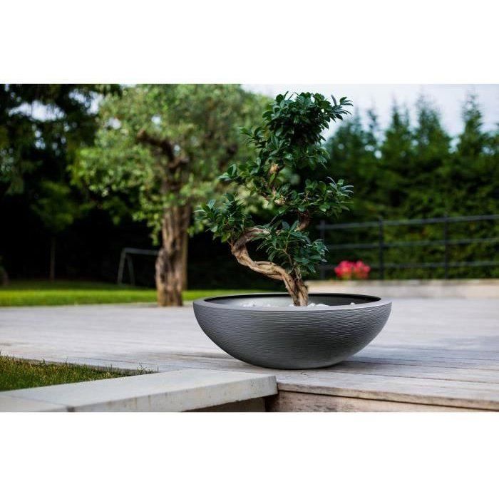 Pot vasque Ř 59 cm - EDA - Graphit UP - 39 L - Intérieur/ Extérieur - Décor Graphique - Ř 59 x H. 21 cm - Gris Anthracite