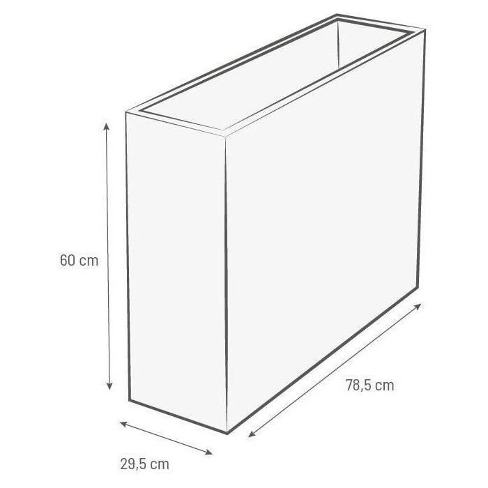 Jardiniere Muret Loft L - EDA - Graphit - 46 L - Intérieur / Extérieur - Décor Graphiques - 78,5 x 29,5 x H. 60 cm - Blanc Cérusé