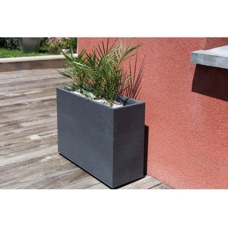 Jardiniere Muret Loft L - EDA - Graphit - 46 L - Intérieur / Extérieur - Décor Graphiques - 78,5 x 29,5 x H. 60 cm - Gris Anthracite