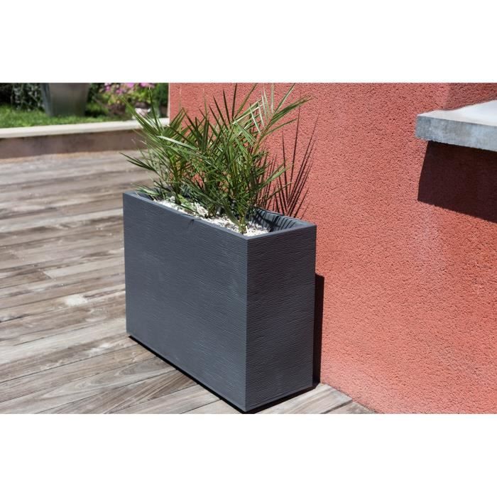 EDA Pot de fleurs Muret Loft GRAPHIT - 46 L - 78,5 x 29,5 x 60 cm - Gris anthracite