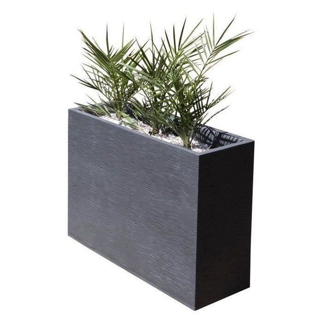 Jardiniere Muret Loft L - EDA - Graphit - 46 L - Intérieur / Extérieur - Décor Graphiques - 78,5 x 29,5 x H. 60 cm - Gris Anthracite