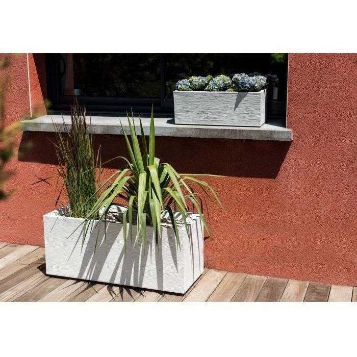 Balconniere - EDA - Graphit Up - 25 L - Intérieur/ Extérieur - Décor Graphique - 59 x 19,5 x H. 22,8 cm - Blanc Cérusé