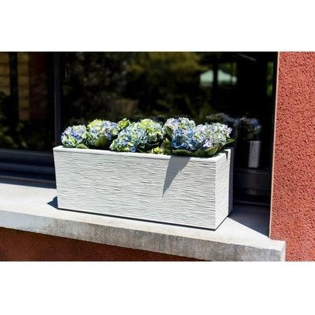 Balconniere - EDA - Graphit Up - 25 L - Intérieur/ Extérieur - Décor Graphique - 59 x 19,5 x H. 22,8 cm - Blanc Cérusé