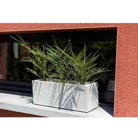 Balconniere - EDA - Graphit Up - 25 L - Intérieur/ Extérieur - Décor Graphique - 59 x 19,5 x H. 22,8 cm - Blanc Cérusé