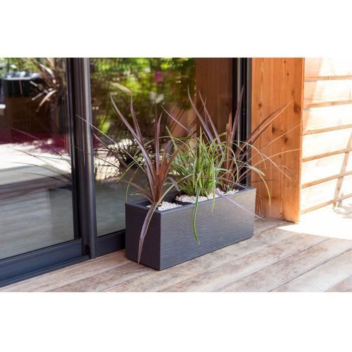 Balconniere - EDA - Graphit Up - 25 L - Intérieur/ Extérieur - Décor Graphique - 59 x 19,5 x H. 22,8 cm - Gris Anthracite