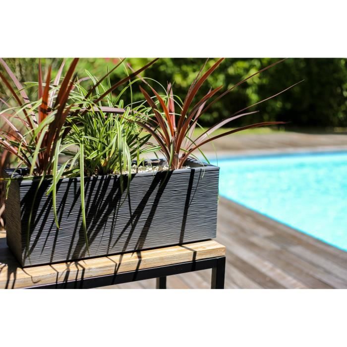 Balconniere - EDA - Graphit Up - 25 L - Intérieur / Extérieur - Décor Vagues - 59 x 19,5 x H. 22,8 cm - Gris Anthracite