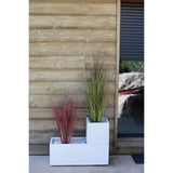 Jardiniere - EDA - Graphit Up - 57 L - Intérieur / Extérieur - Décor Vagues - 79,5 x 29,5 x H. 29,5 cm - Blanc Cérusé